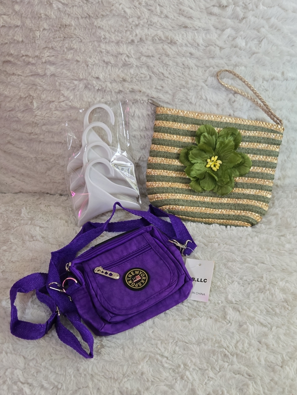 Purple Crossbody Bag by Lightweight/Floral Wristlet/4 Purse Hangers